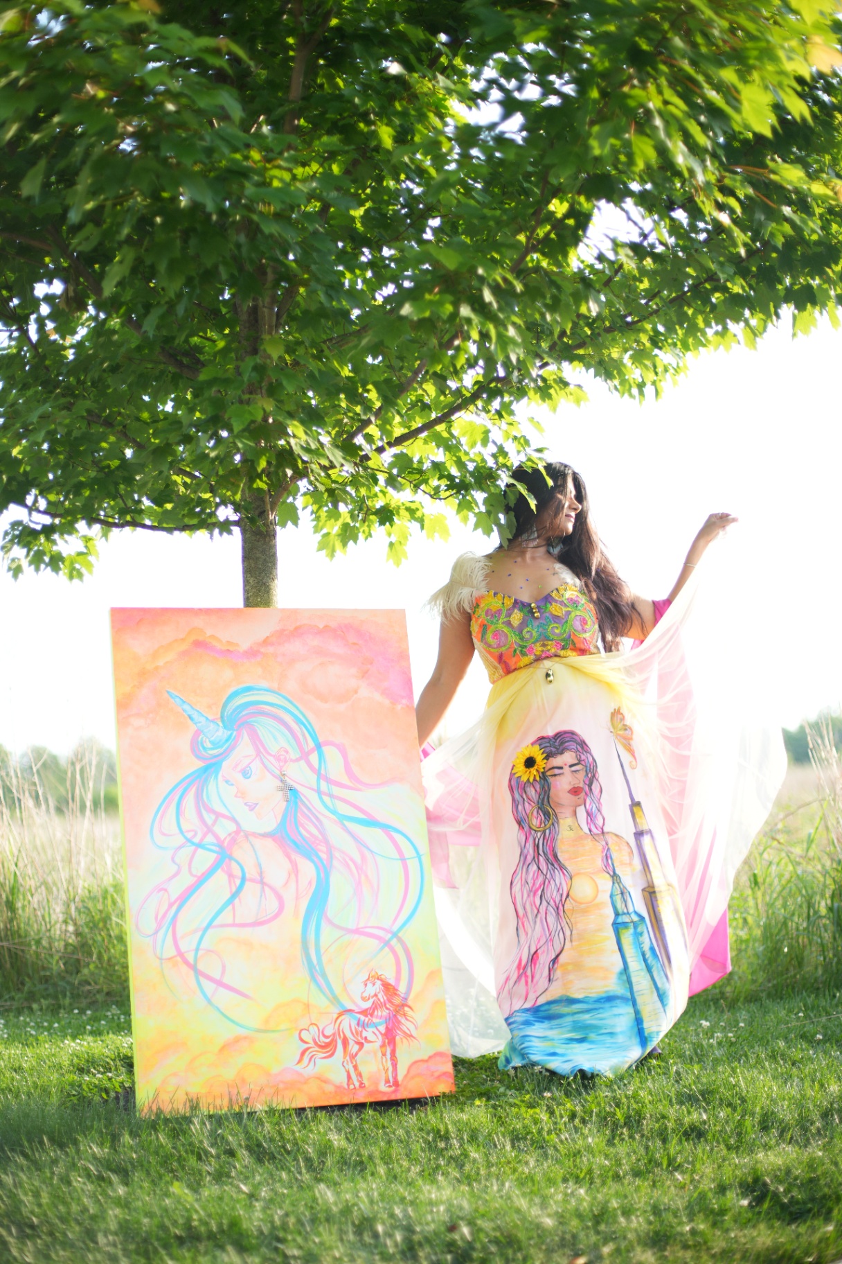 Wearable art × Unicorn canvas · in progress