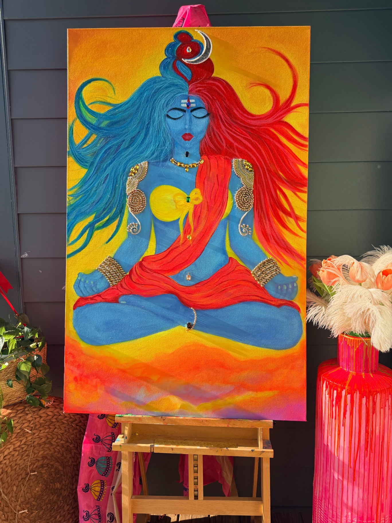 Ardhnareswari Ardhnareswari — original divine feminine and masculine oneness painting on canvas by Shivangi