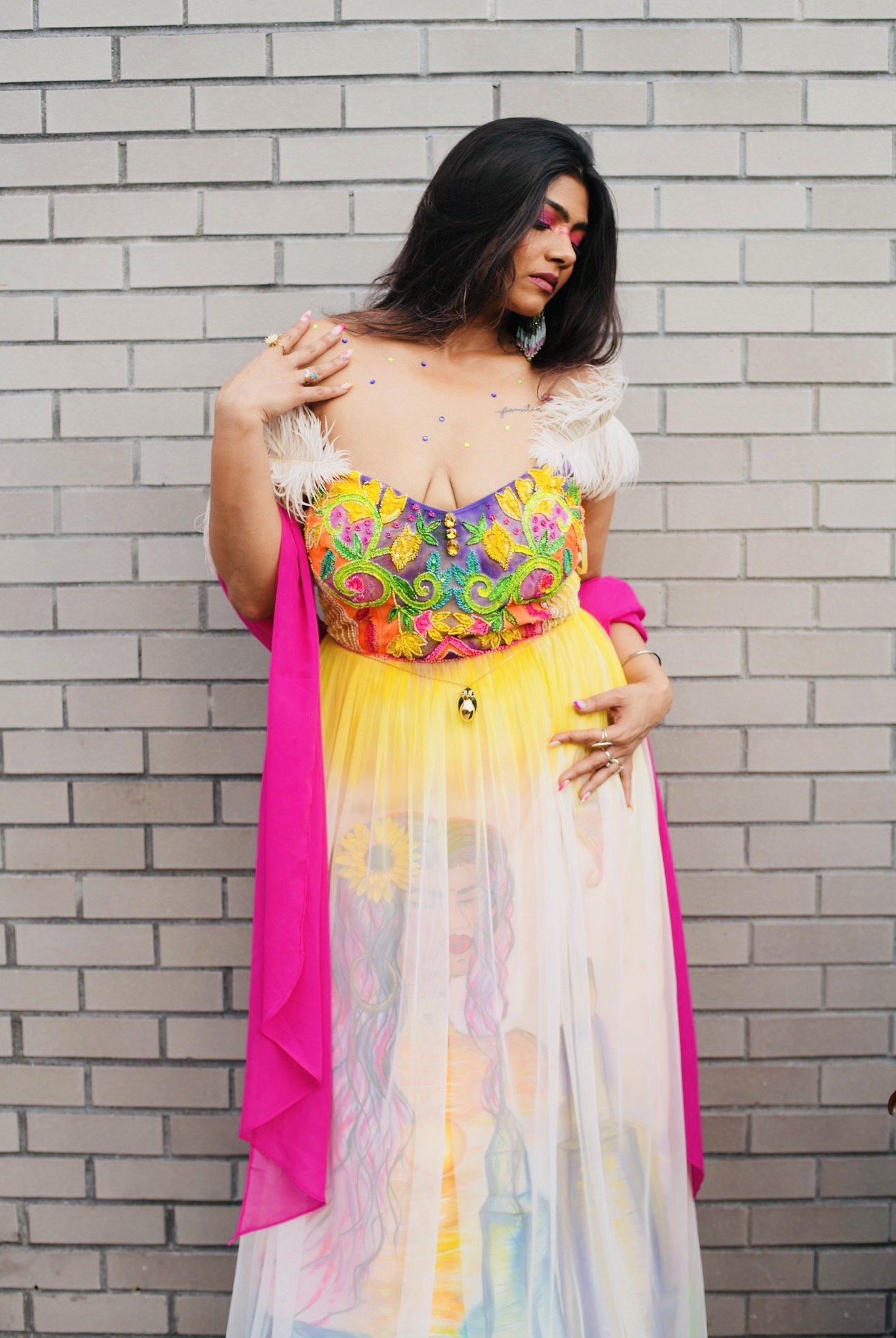 Painted gown · bodice detail