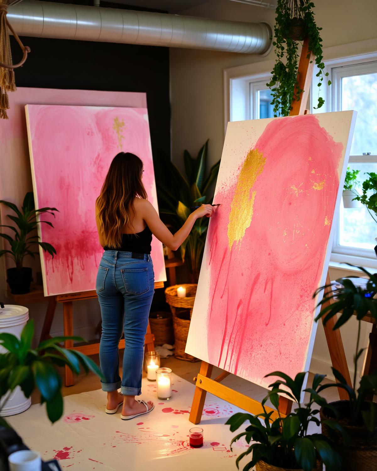 Shivangi painting in studio