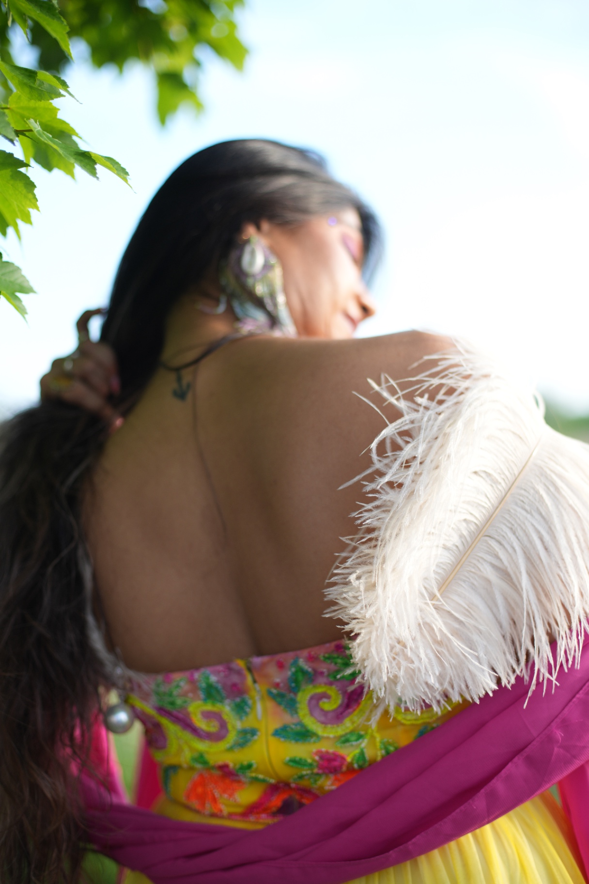 Hand-painted dress — Feathered Shoulder